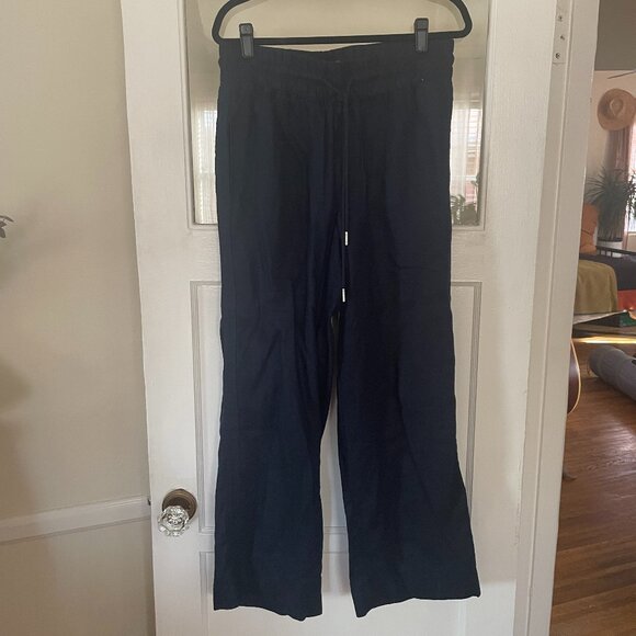 Quince 100% European Linen Wide Leg Pants, Navy, L - Picture 3 of 5